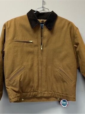 Port Authority Brown/Tan Zip-Front Work Jacket with Dark Collar